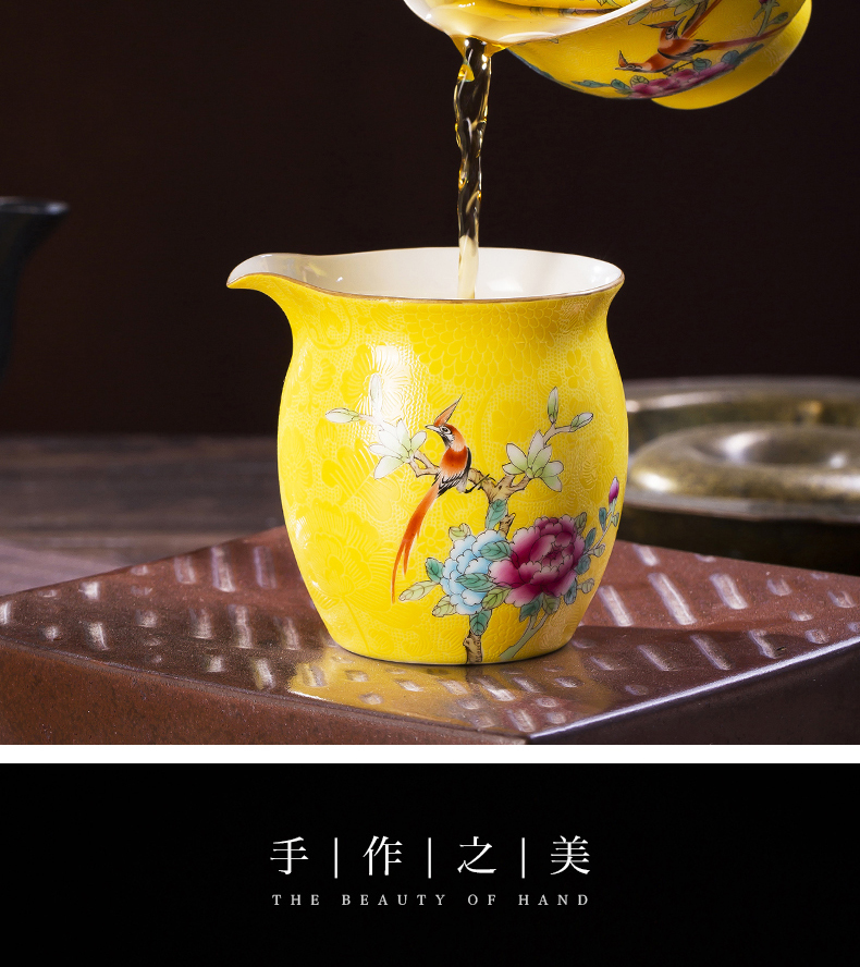 Jingdezhen hand - made steak fair flower tea cups apparatus famille rose porcelain sea birds and flowers and a cup of tea