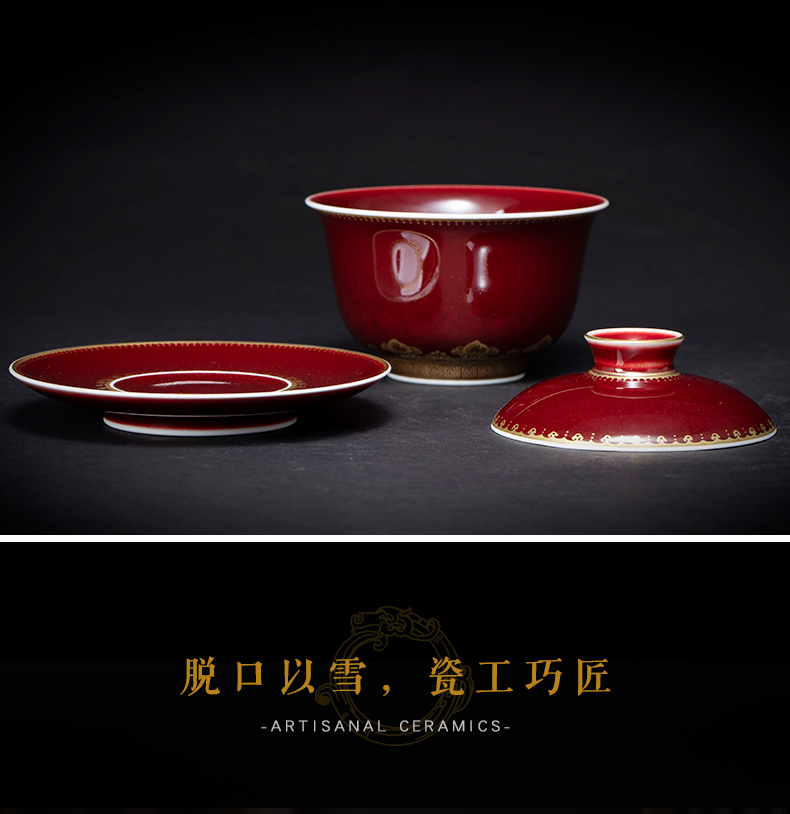 Ruby red glaze jingdezhen ceramic tea set tea tureen large. Three of the bowl tureen cup tea bowl