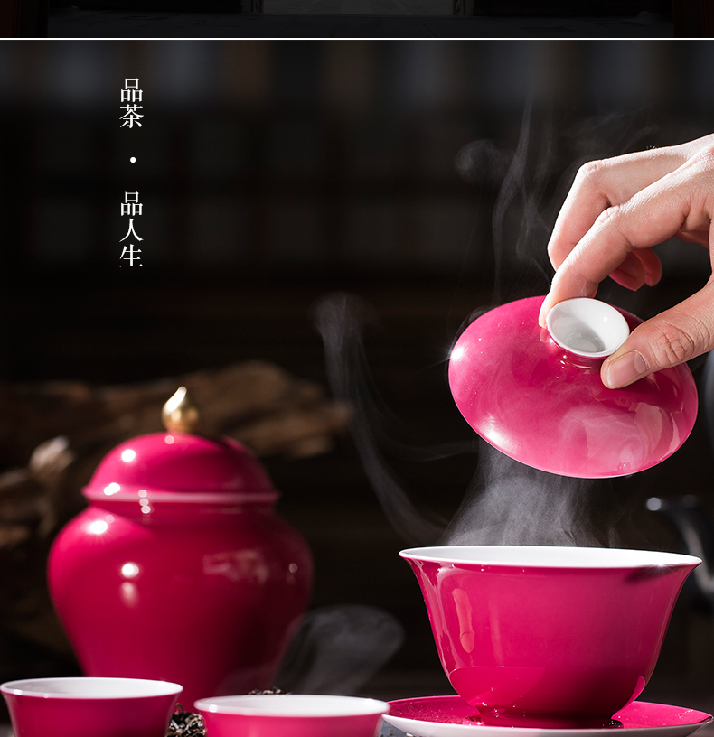 Small kung fu tea cups of jingdezhen ceramic tea set carmine colored glaze master cup single cup sample tea cup Small cups