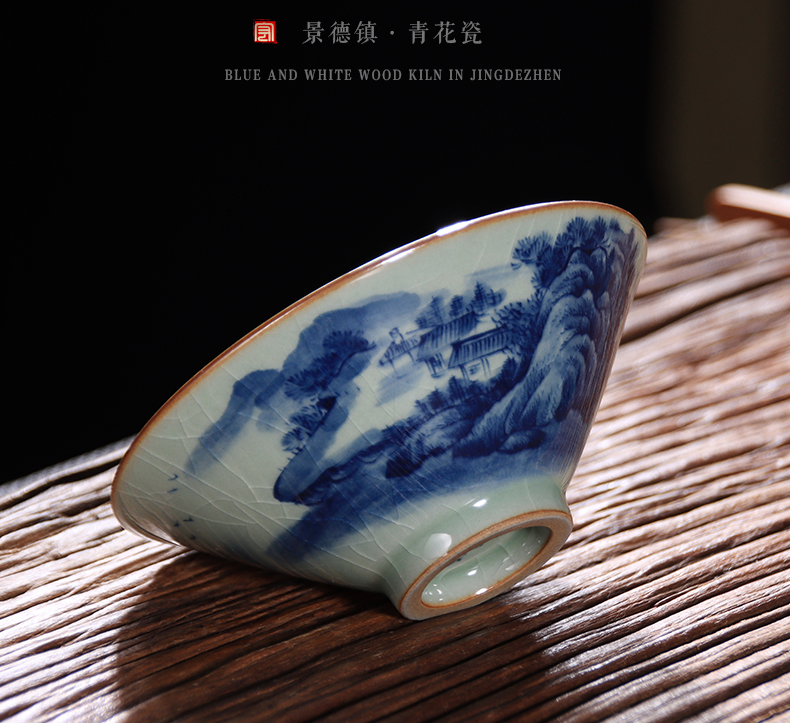 Jingdezhen ceramic old clay piece hat to open landscape cup kung fu tea cup high - grade personal cup can keep the master list