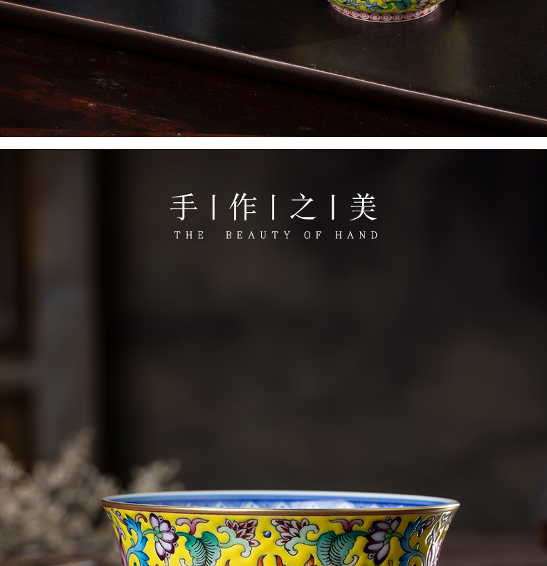 Jingdezhen tea kungfu tea set within the colored enamel cup blue butterfly masters cup single cup sample tea cup tea cup