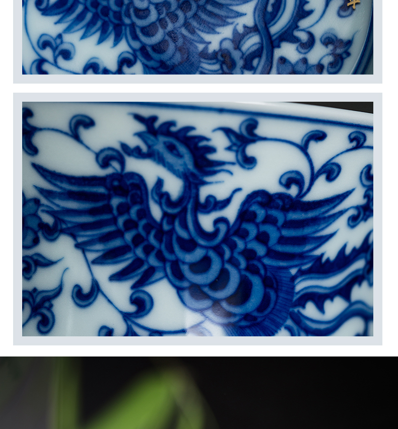 Archaize jingdezhen blue and white chicken tureen ceramic cups large bowl three just tureen hand - made porcelain cup