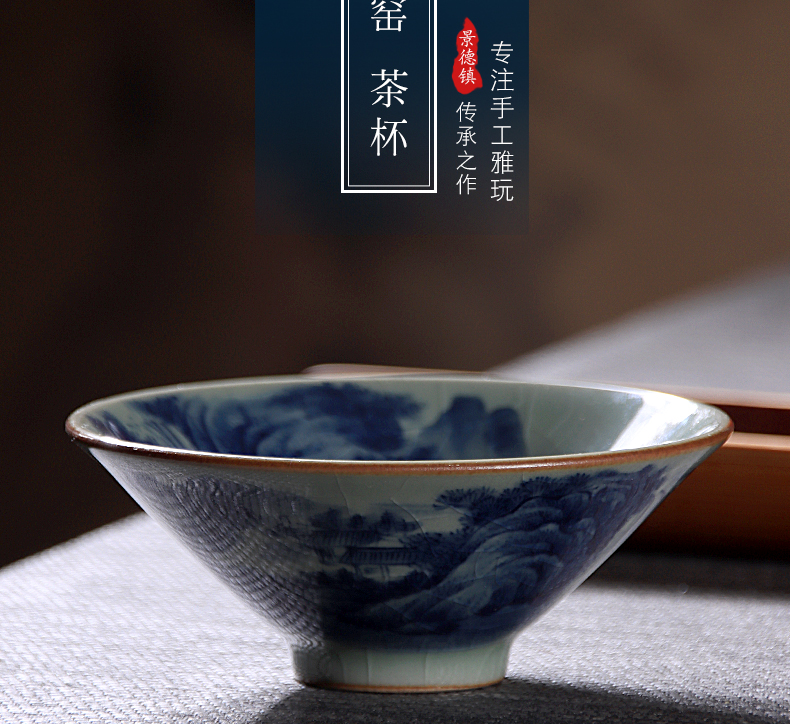 Jingdezhen ceramic old clay piece hat to open landscape cup kung fu tea cup high - grade personal cup can keep the master list