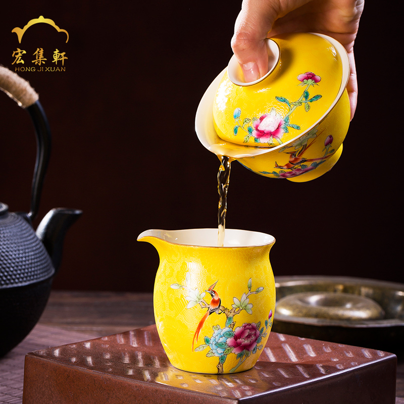 Jingdezhen ceramic sample tea cup tea masters cup manually grilled pastel tureen a complete set of kung fu tea set