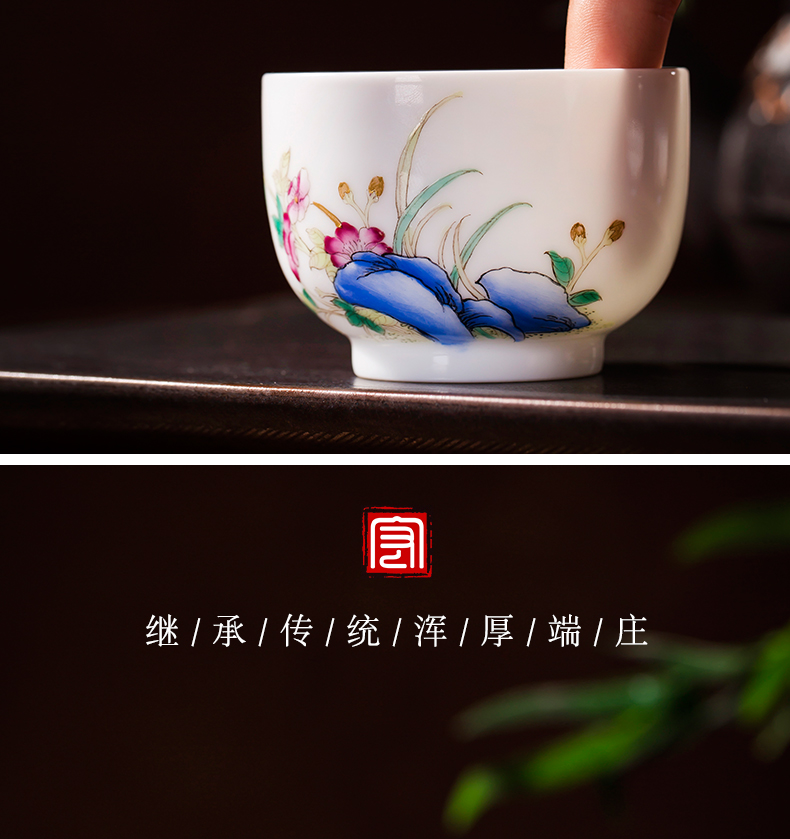 Kung fu jingdezhen ceramic cups hand - made teacup tea set enamel porcelain cup white porcelain masters cup sample tea cup small cups