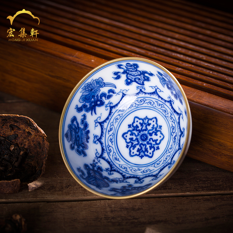 Tea light cup jingdezhen ceramic Tea set sample Tea cup host the see colour blue and white porcelain cup single cup pure manual kunfu Tea