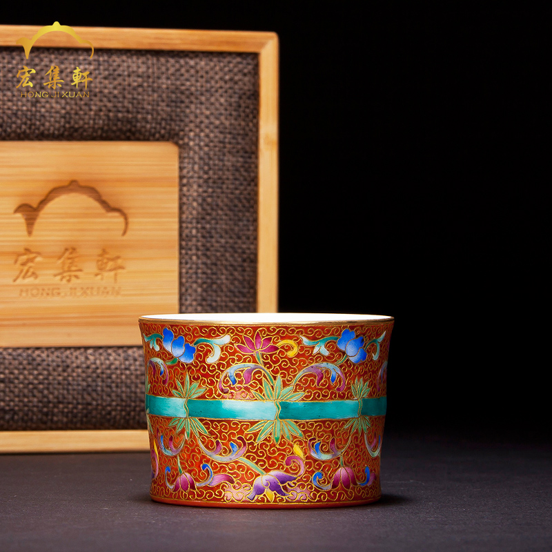 Jingdezhen ceramic cups enamel wire inlay enamel see bamboo cup sample tea cup flower peony masters cup a cup