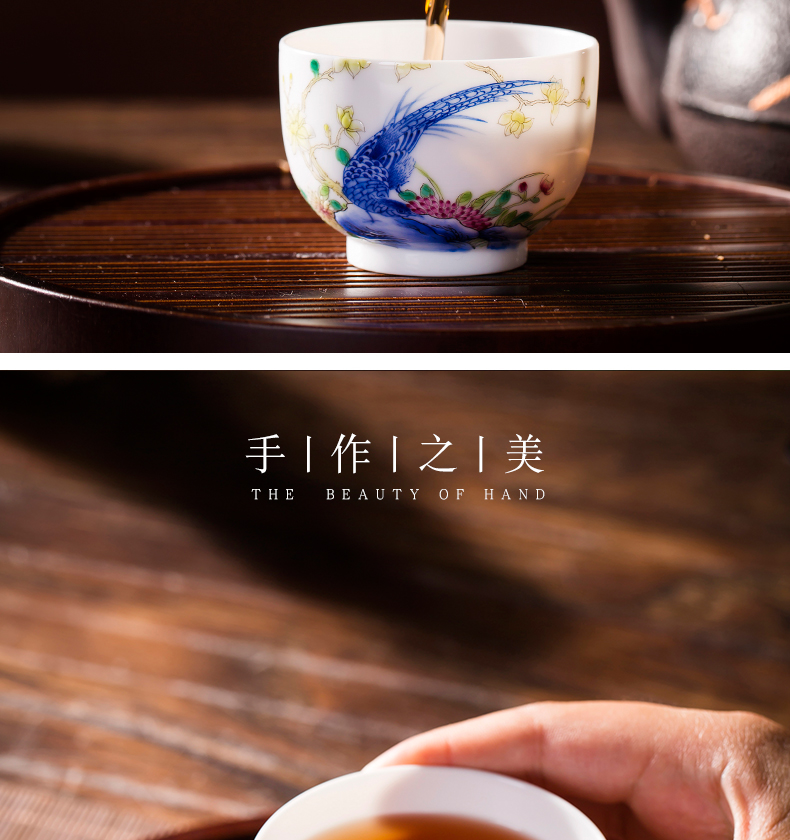 Kung fu jingdezhen ceramic cups hand - made teacup tea set enamel porcelain cup white porcelain masters cup sample tea cup small cups