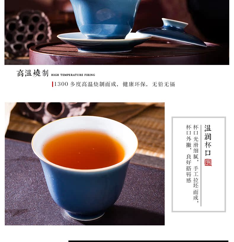 To use tureen large tea sets jingdezhen ceramic blue mercifully only three hand Bowl kung fu ji the qing offering a cup of tea cups