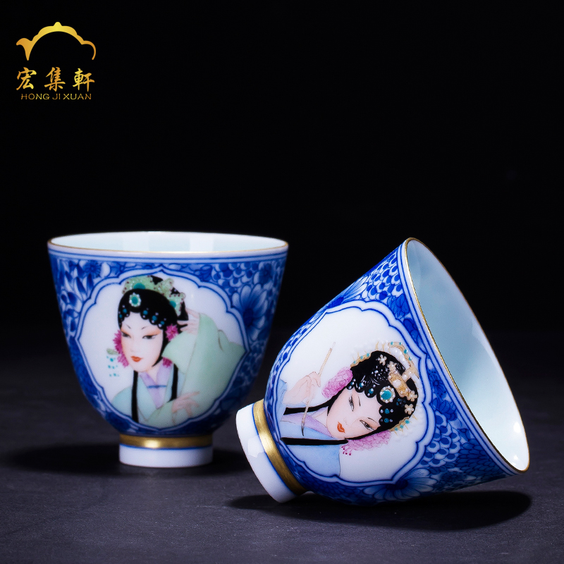 Jingdezhen ceramic kung fu tea set teacups hand - made porcelain enamel see colour sample tea cup "master cup personal cup