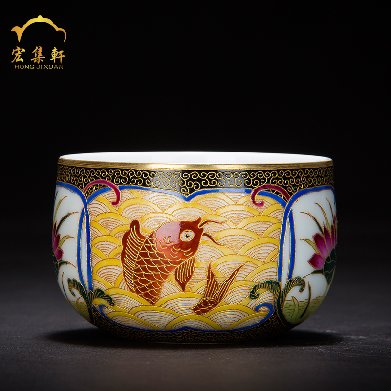 Jingdezhen pure manual to use wire inlay enamel see colour ceramic Chinese kung fu tea master cup sample tea cup meditation cup