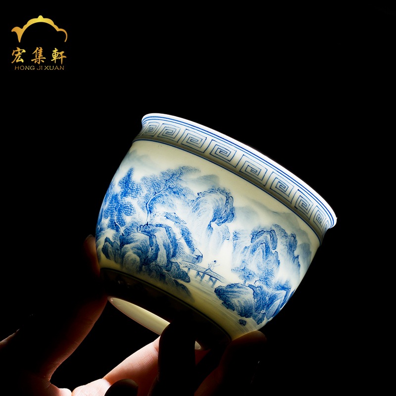 Jingdezhen ceramic cups hand - made porcelain master cup single cup large sample tea cup individual cup bowl kung fu tea set