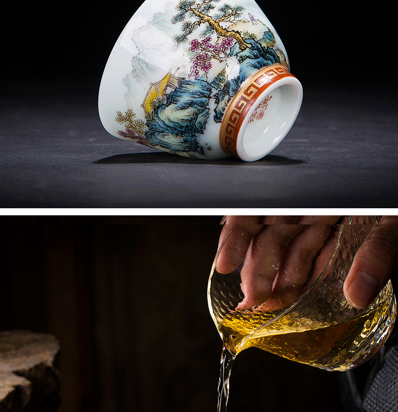 The Master sample tea cup of jingdezhen ceramic cups cup single cup pure manual on powder enamel glaze archaize paint landscape cup