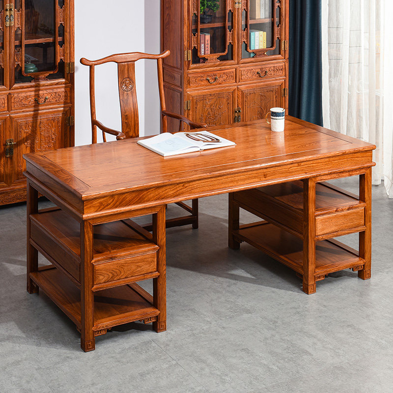 Flowers pear wood painting case Chinese calligraphy table painting and calligraphy table Hedgehog Purple Sandalwood Desk Full Solid Wood Desk desk