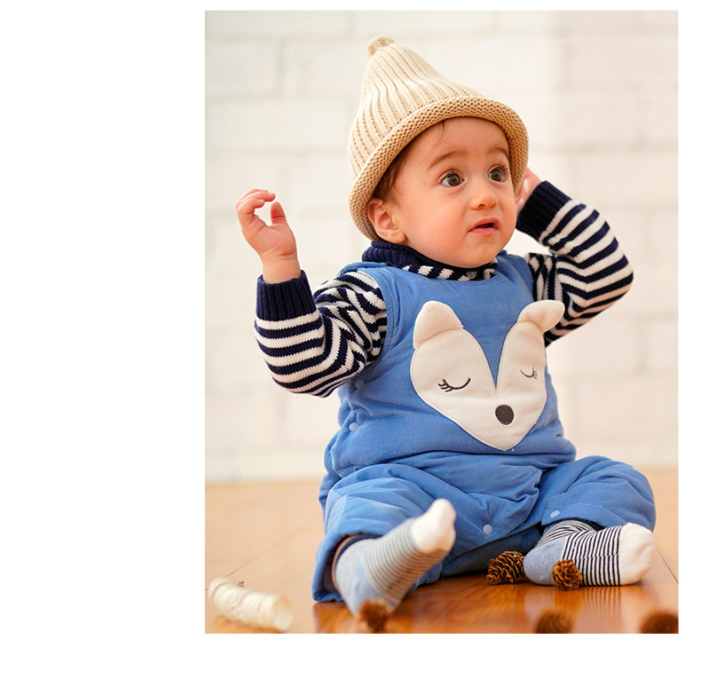 Pei hoạt hình cáo vest vestiesies bé romper bé áo choàng cotton dày áo yếm thời trang quần đồ bơi trẻ em