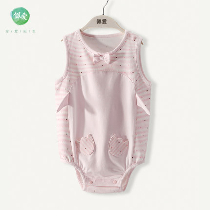 爱 婴儿男女宝宝纯棉无袖睡衣三角哈衣夏季小