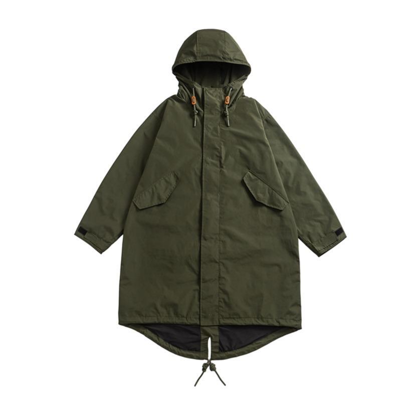 Fishtail Coat, High-End Trench Coat, New Spring and Autumn Waterproof Breathable Hooded Parka, Mid-Length Trench Coat, Unisex Jacket