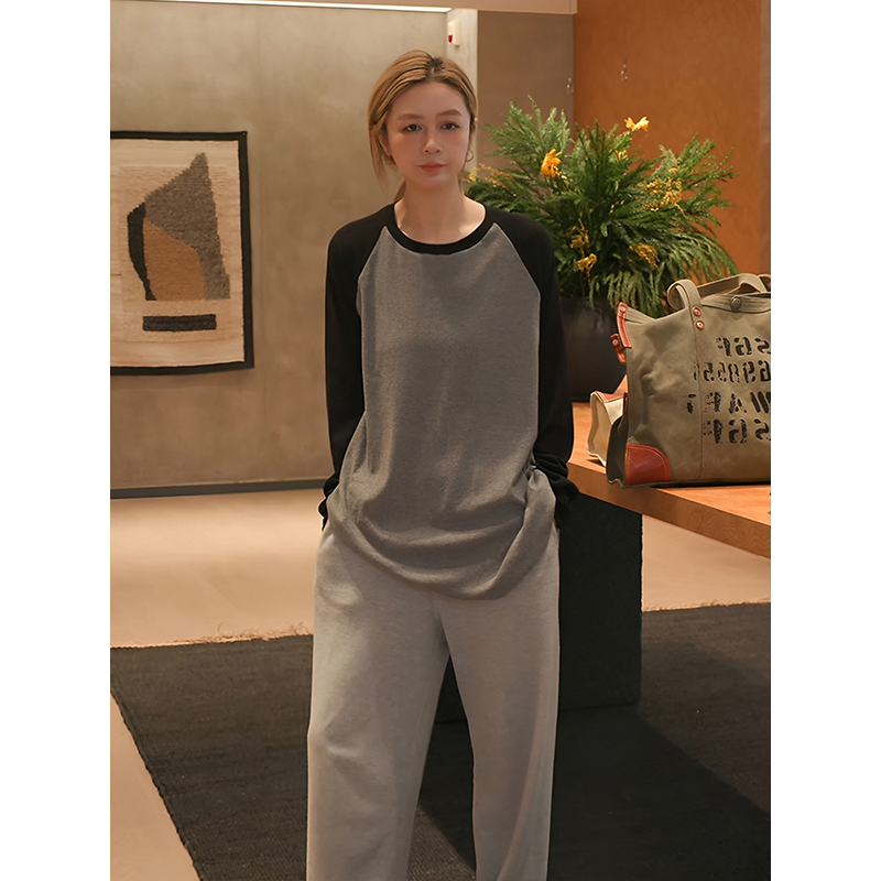 Ma Boss Mzx Loose-Fitting Long-Sleeved T-Shirt for Women 2026 New Spring Thin Color-Block Top Syc261652M