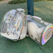 Cat Bag Laser Pet Backpack Transparent Out Space Pet Cabin Bag Portable Cat Cage Double Shoulder Bag Pooch Bag