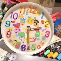 DIY Doodle clock gift creative cute hand drawn mute student clock girl girl decoration hanging seed wall ornaments