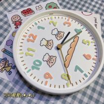 King Azhuo simple fashion ins Cute girl mute room decoration hanging clock Hand drawn DIY sticker gift