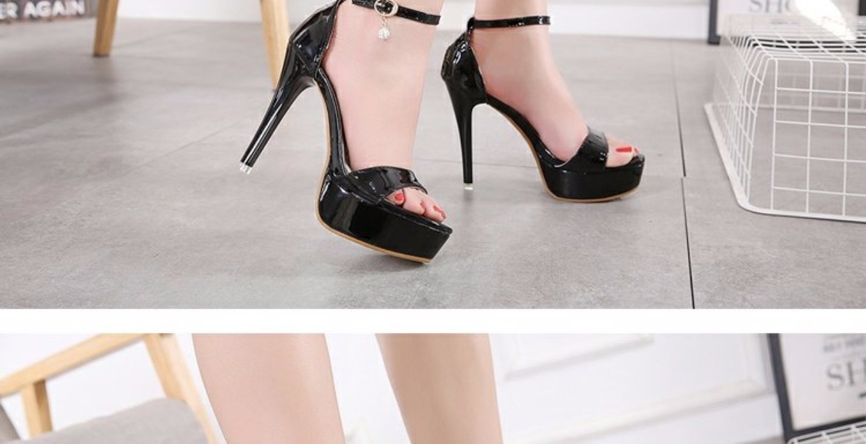 Phiên bản tiếng Hàn của mùa hè khóa từ mới với giày cao gót rhinestone gợi cảm sandal hở ngón nữ hộp đêm nữ cao gót 12cm dép havaianas đính đá