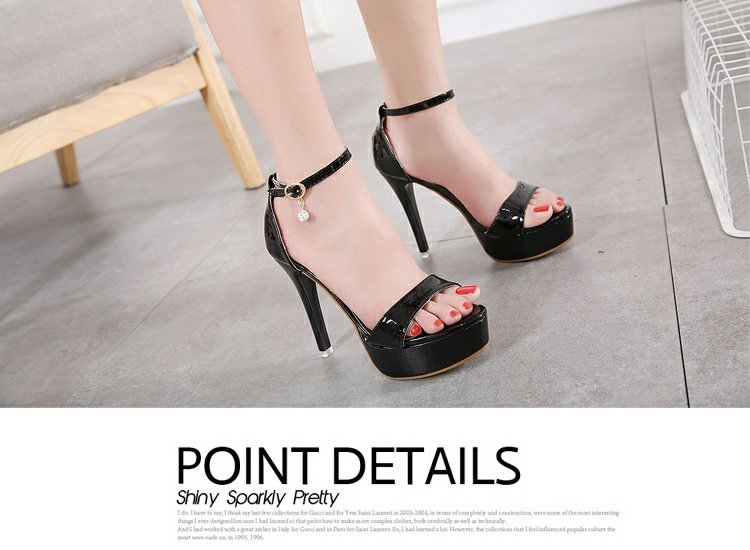 Phiên bản tiếng Hàn của mùa hè khóa từ mới với giày cao gót rhinestone gợi cảm sandal hở ngón nữ hộp đêm nữ cao gót 12cm dép havaianas đính đá