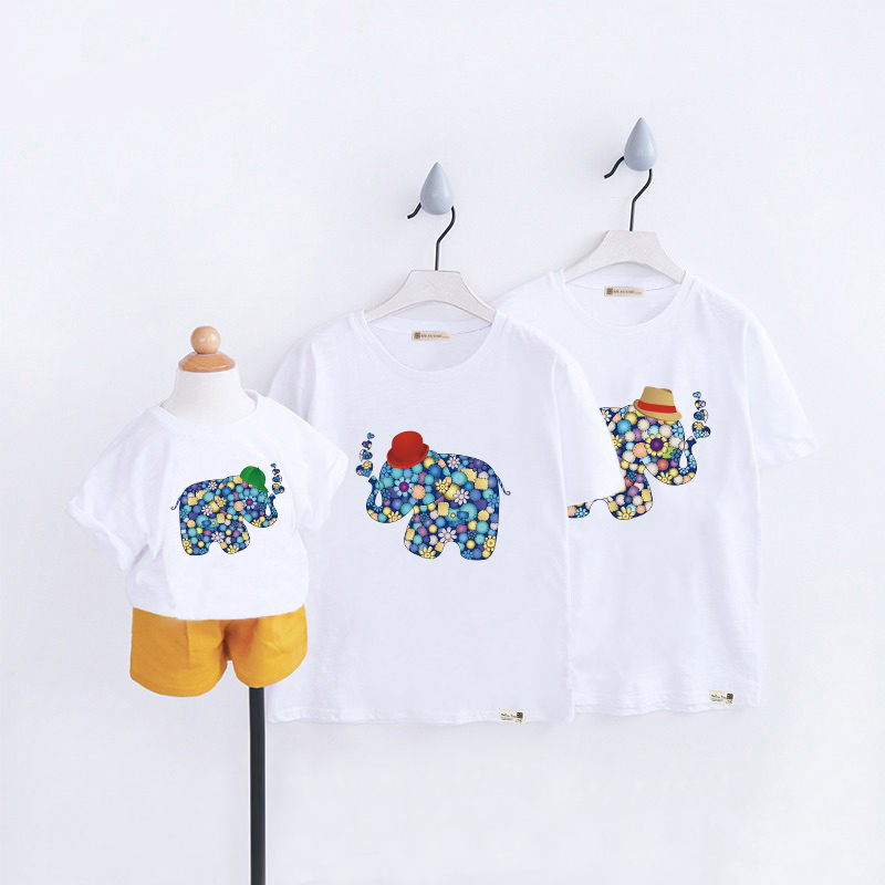 High-end pro-child dress Charité family of three large sizes with short sleeve T-shirt not the same advanced senses mother and son fit four-mouth summer sum