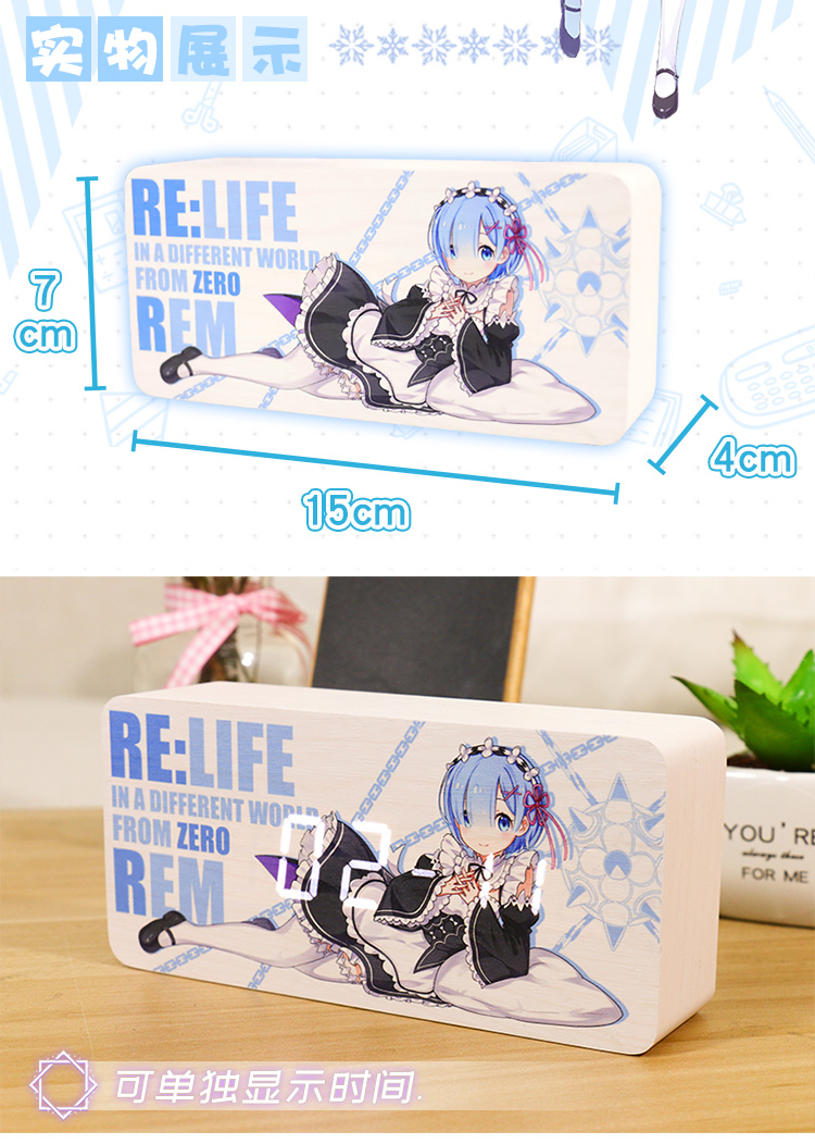 Re Zero Rem Anime Cosplay Clock Table Digital LED Cartoon Alarm Clock Cute Gift