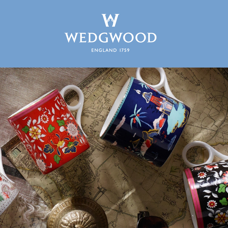 British Wedgwood roaming phoenix beauty in pink ipads China mugs + WMF teaspoons of household glass coffee cup