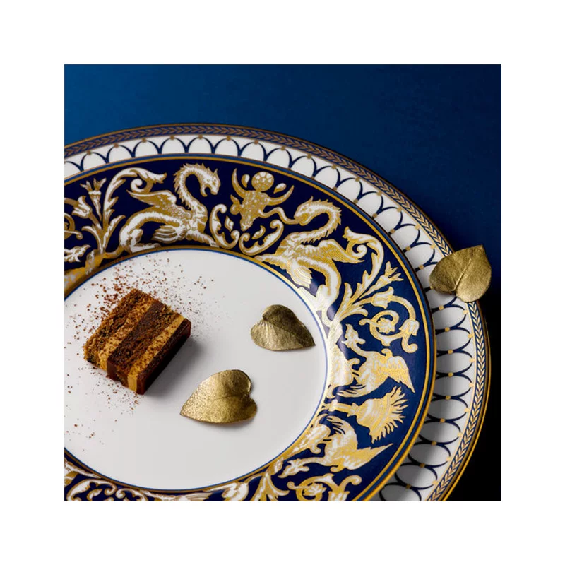 Wedgwood Renaissance Gold Golden Fan Hua 23CM bone porcelain flat plate (blue disk) western tableware