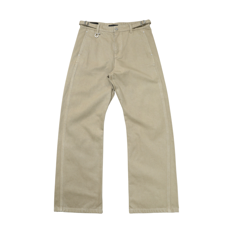 Epower Presents | Asut Dyed Micro-Curved Knife-Shaped Belt, Versatile Khaki Jeans for Commuting