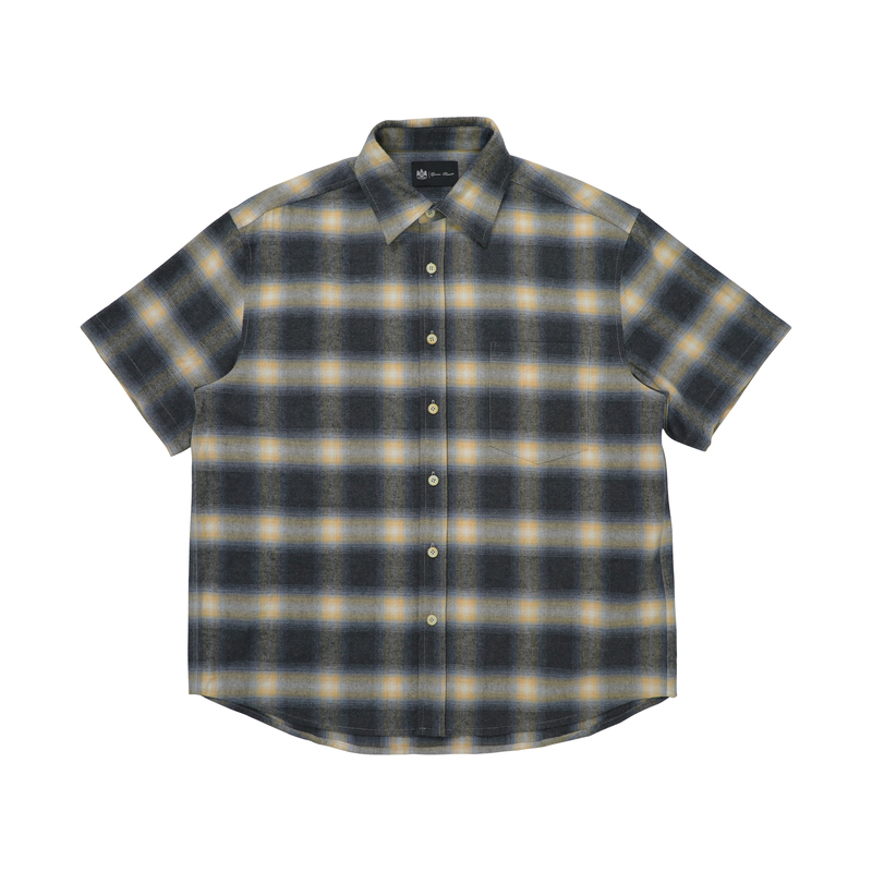 Epwer Presents | Flannel Yellow, Blue and Black Plaid Loose Fruit Button Short-Sleeved Retro Summer Shirt