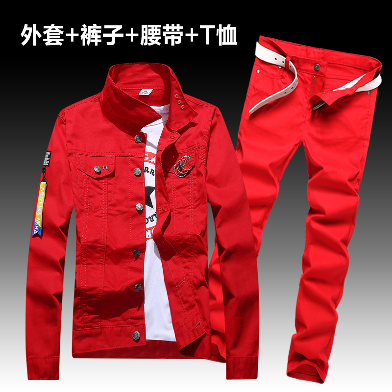 red jacket and jeans long pants spring 