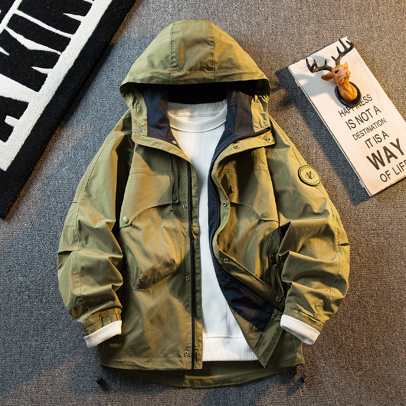 Hpcp Three-Proof Softshell Hooded Sports Jacket Men's Spring Casual Trendy Outdoor Functional Workwear Coat