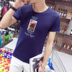 Mùa hè Hàn Quốc in nam ngắn tay T-shirt cổ tròn nửa tay t-shirt trắng t 桖 Slim quần áo xu hướng Áo phông ngắn