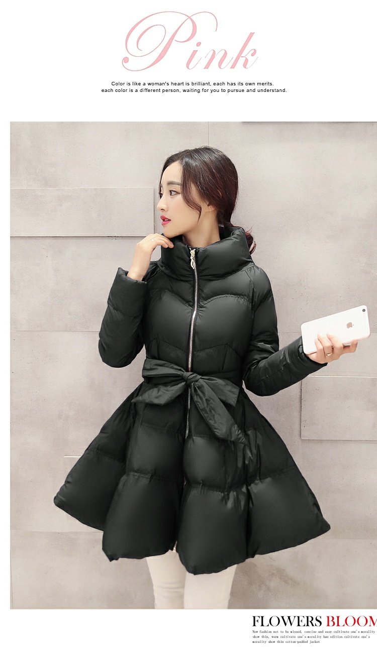 Phiên bản Hàn Quốc của công chúa áo bông Tutu mùa đông dày lên trong đoạn văn dài một chiếc áo choàng thắt eo buộc chặt quần áo độn bông áo phao tommy hilfiger nữ