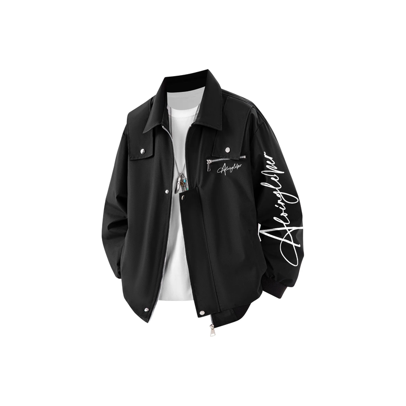 Tonykrz Youth Campus Style American High Street Old Money Style Floral Pattern Print Bomber Jacket