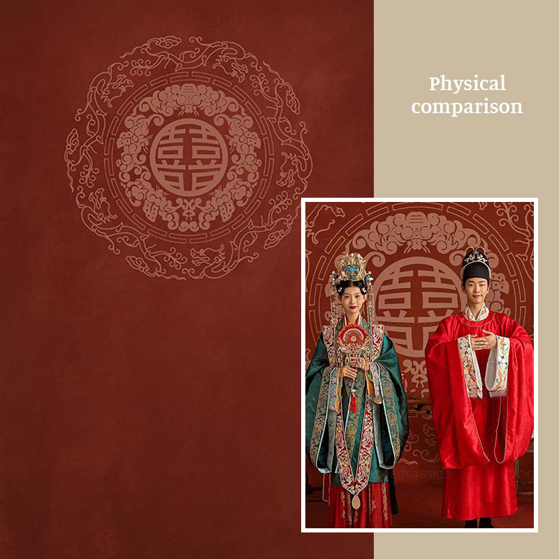Chinese wind oil painting background cloth imitation hand-painted photo cloth photo cloth writing real record red Chinese style Han clothes wedding photo photo spray painting curtain cloth indoor wedding photography curtain cloth MH-0224