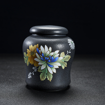 Xinyufang ceramic Japanese tea pot kiln becomes household retro moisture-proof sealed tank small storage tank lying flower