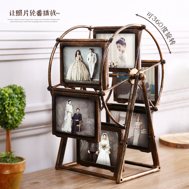 Retro Rotating Ferris Wheel Photo Frame, Exquisite and Creative Photo Frame Decoration, High-End Photo Album Frame Decoration
