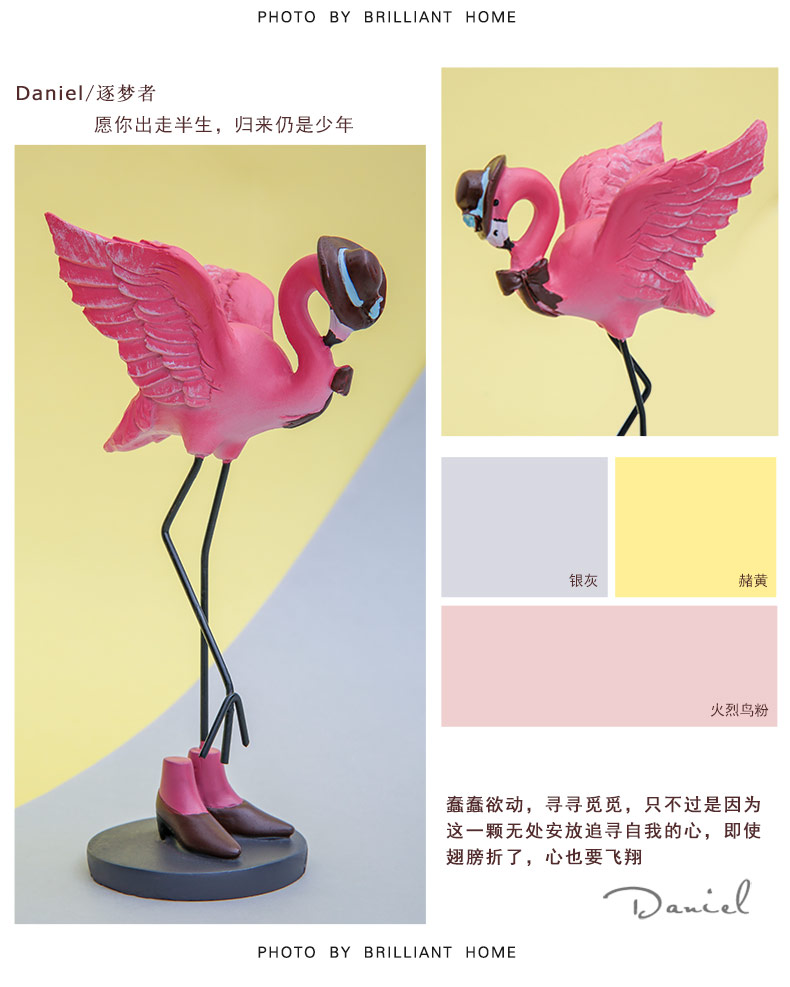 Sáng tạo flamingo trang trí nhà món quà cưới phòng khách bàn hiển thị tủ rượu tủ TV đồ trang trí nhỏ trang trí phòng khách đơn giản