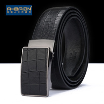 Crocodile Textured Outwear Type Toothless Automatic Buckle Cow Leather Men Leather Belt Casual Genuine Leather Belt Pants Strap