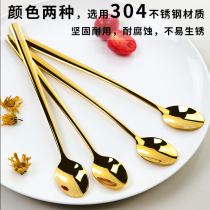 Stainless steel small spoon coffee mixing spoon thick dessert spoon creative porcelain stick spoon ceramic coffee spoon 304