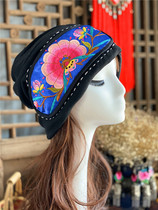 Hand-sewn hat Double-layer elastic hat with ponytail hole can be used as a collar dual-use embroidered hat