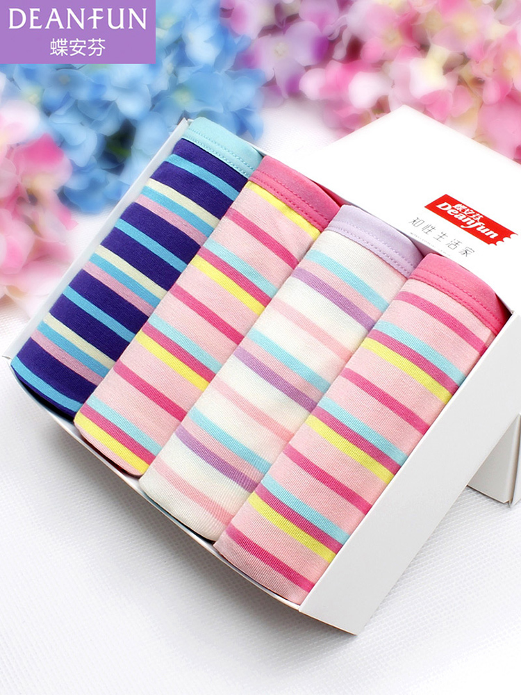 Butterfly Anfen women's underwear Women's underwear sexy striped navy wind comfortable mid-waist Modal female hip flat angle autumn