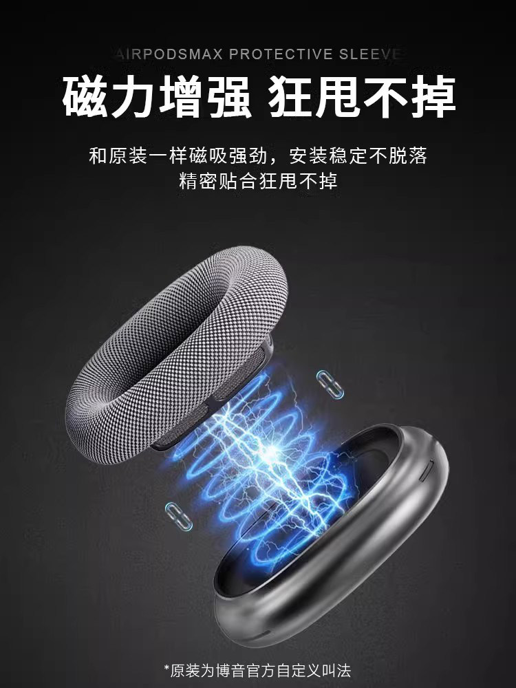 Boyin Is Suitable for Apple AirPods Max Earpads, Max Earpads, Fabric Ear Cushions, Memory Foam 1:1 Breathable Mesh Fabric, Silver Magnetic Replacement, Blue High Version