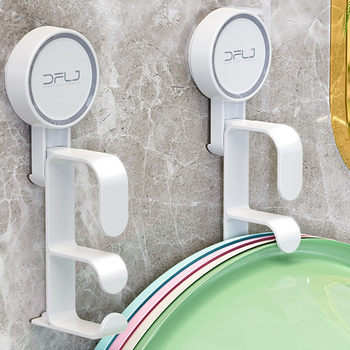 Multifunctional suction cup wash basin storage rack bathroom without punching face washing basin hanging basin artifact bathroom hook storage rack