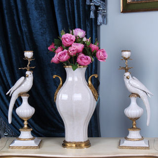 Hot-selling american country home accessories vases, simulated flowers, porcelain, simple creative ceramics with copper soft furnishings, luxury pendants