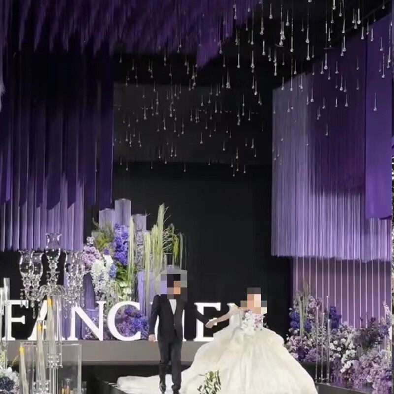 Занавески для дверей 紫色浪漫小众婚礼线帘高级感酒店舞台装饰布置款款特密婚庆直线帘